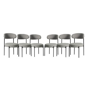 WestinTrends Alexandria Mid-Century Modern Upholstered Faux Shearling Round Dining Chairs - 1 of 4