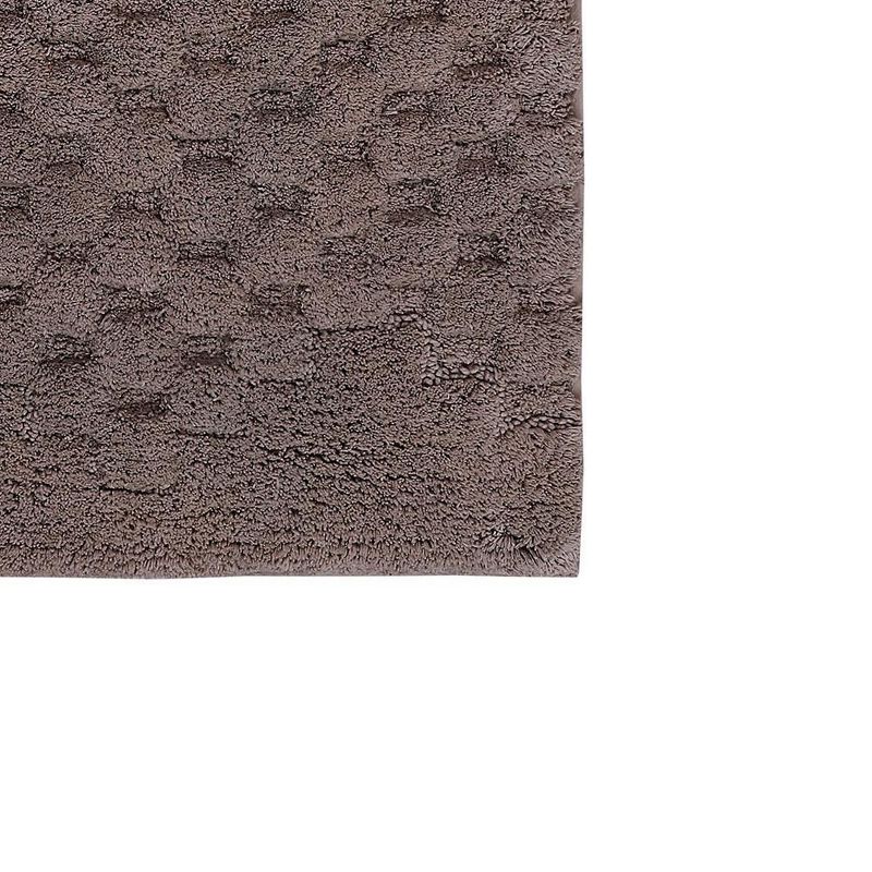 Knightsbridge Luxurious Block Pattern High Quality Year Round Cotton With Non-Skid Back Bath Rug Stone, 2 of 4