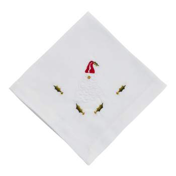 Saro Lifestyle 1710.N20S Embroidered Christmas Tree Design Linen Blend Napkin - Set of 4, Natural, 20