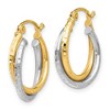 Black Bow Jewelry 14k Two Tone Gold Crossover D/C Double Round Hoop Earrings, 3 x 17mm - 2 of 4