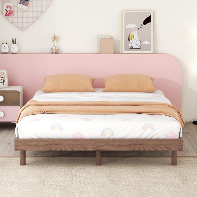Acekool Full Size Floating Platform Bed Frame, Modern Design with Headboard, Footboard, Siderail, Easy Assembly, No Box Spring Needed