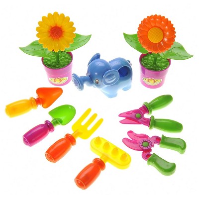 Insten Gardening Playset with Flowers, Pots, Watering Can & Other Tools, Toys for Kids