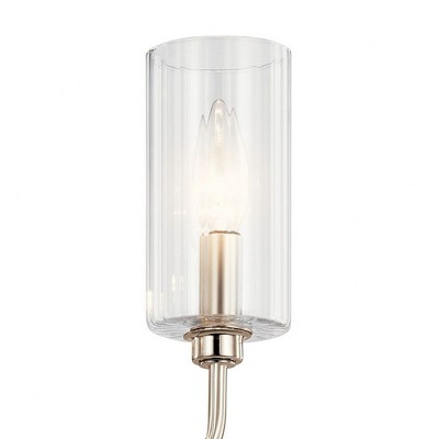 Kimrose Polished Nickel 10-Light Linear Chandelier with Clear Fluted Glass