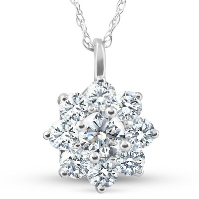 Pompeii3 5/8Ct Diamond Halo Pendant White Gold 14k 18" Necklace