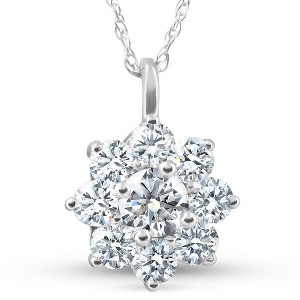 Pompeii3 5/8Ct Diamond Halo Pendant White Gold 14k 18" Necklace - 1 of 4