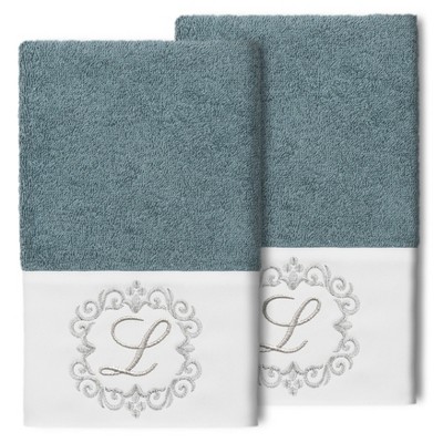 Linum Home Textiles 100% Turkish Cotton MONICA 2PC Embellished Hand Towel Set