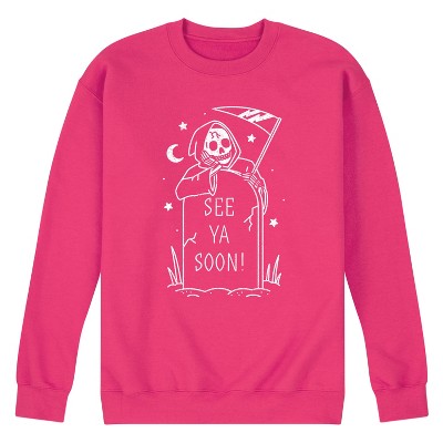 Men's Instant Message See Ya Soon Reaper Graphic Fleece Sweatshirt - Magenta - Small