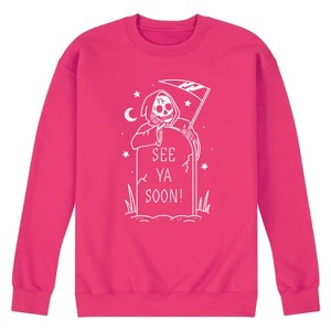 Men's Instant Message See Ya Soon Reaper Graphic Fleece Sweatshirt - Magenta - Small - 1 of 4