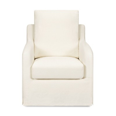 Ivory Eco-Linen Swivel Rocker with Removable Slipcover
