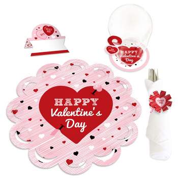 Big Dot of Happiness Conversation Hearts - Valentine’s Day Party Paper Charger and Table Decorations - Chargerific Kit - Place Setting for 8