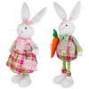 Northlight Bunny Rabbit Figurines with Easter Sign Spring Decorations - 19" - Pink and Green - Set of 2 - 3 of 4