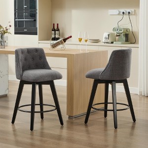 DSVIMOY Counter and Bar Stool Set 360 Degree Swivel Tufted Back Stools for Kitchen Island, Gray, 23.23"*18.9"*18.5" - 1 of 4