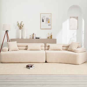 139"W 4-Seater Sectional Sofa Sleeper Sofa Bed with ARC Armrests, Double Backrests and Pillows, No Assembly Required-ModernLuxe - 1 of 4