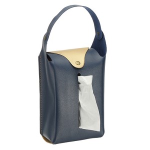 Unique Bargains PU Leather Home Car Office Decorative Tissue Box Cover with Button - 1 of 4