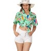 HAPPY BAY Summer Vacation Button Down Short Sleeve Camp Blouse Casual Holiday Hawaiian Shirts Tops Blouses Womens Flora - 2 of 4