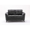 APRILSOUL Callie Loveseat, Gray Woven Fabric, Tufted Cushion, Pocket Coils, Black Metal Legs - 3 of 4