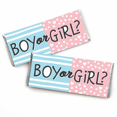 Big Dot of Happiness Baby Gender Reveal - Candy Bar Wrapper Team Boy or  Girl Party Favors - Set of 24
