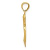 Black Bow Jewelry 14k Yellow Gold Textured & Polished Dolphins & Heart Pendant, 14x25mm - 2 of 4