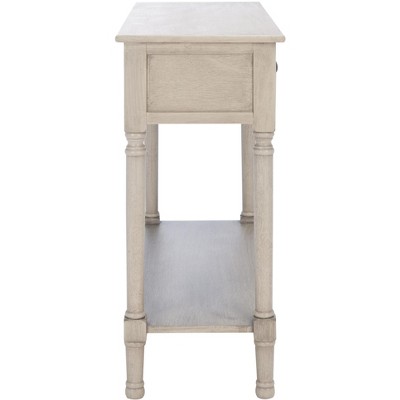 Greige Wood and Metal 2-Drawer Console Table