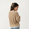 Anna-Kaci Women's Long Sleeve Knit Top with Contrast Trim and Relaxed Fit - 3 of 4