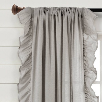 Light Gray Linen Ruffle Rod Pocket Window Panel