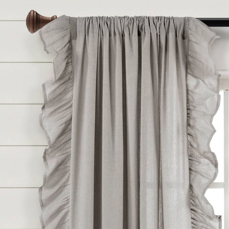 Linen Ruffle Window Curtain Panels Light - Lush Décor, 2 of 6