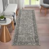 Faux Wool Vintage Distressed Floral Printed Area Rug with Floral  Vintage Design  Ultra Thin Low Pile Machine Washable Non Slip Stain Resistant Non - 2 of 4