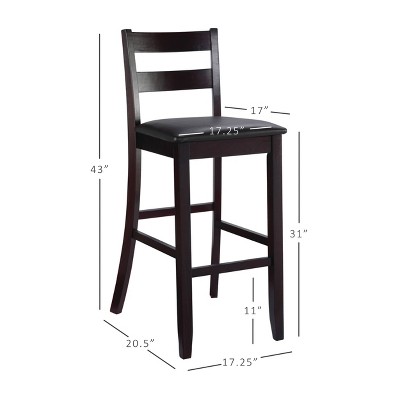 Torino 31" Ladder Back Merlot Wood & Brown Faux Leather Barstool