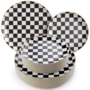 Earthtrends Heavy Duty Paper Plates Checkered decor Disposable Party Plates 8 In Dessert Plate & 10 in paper plate race car decorations for party - 1 of 4