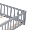 （SC 1个包裹） Plywood Full Size Floor Platform Bed with Fence and Door for Kids, Montessori Floor Bed Frame Grey - 4 of 4
