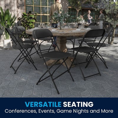 Hercules Series Black Steel Frame Folding Chair Set of 2