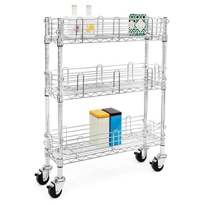 Shelving.com 3-Shelf Slim Storage Cart - 8"d x 30"w x 38"h
