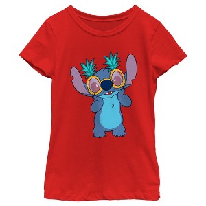 Girl's Lilo & Stitch Pineapple Glasses Stitch T-Shirt - 1 of 4