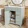FAMYYT 36 in. Single Sink Freestanding Green Bath Vanity with White Resin Top, Adjustable Shelves - 3 of 4