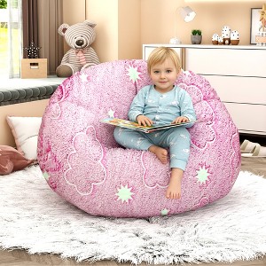 Bean Bag Chair Bed for Kids, Convertible Bean Bag from Lazy Chair to Floor Mattress Bed With Sponge Filling, Cozy Floor Sofa Couch for Boys & Girls - 1 of 4