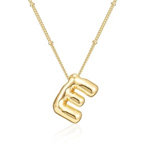 Bubble Letter Initial Necklace for Women, 14K Gold Plated Personalized Birthday Gift - 1 of 4
