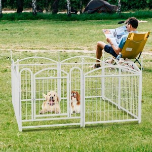 KTMBDW Foldable Dog Playpen for Indoor/Outdoor Metal Dog Pen Pet Fence with Doors, Heavy Duty 28 Inch 8 Panels Dog Pen for Medium Small Dogs - 1 of 4