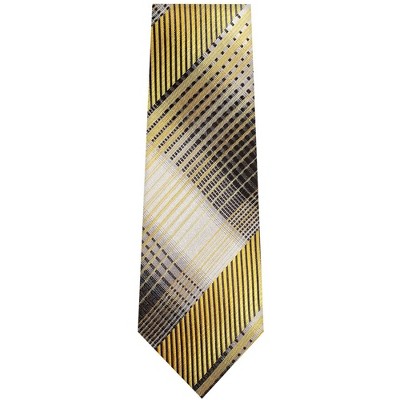 Thedappertie Men's Yellow And Black Stripes Necktie With Hanky : Target