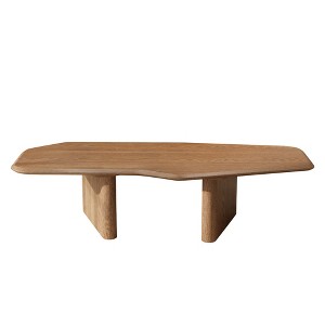 ChicFurnit Coffee Table Free Form Rustic Ash Wood Veneer for Small Living Room Spaces, Brown, 47.2"*23.6"*13.8" - 1 of 4
