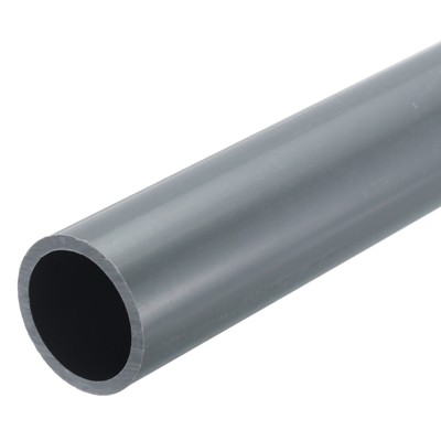 Unique Bargains Water Plumb DIY Crafts High Impact Rigid Round Pipes 8" Length ID 1.24" OD 1.5" Light Grey