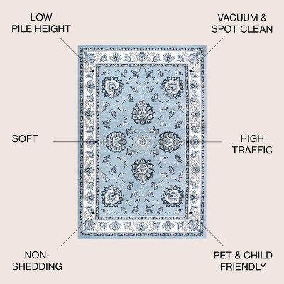 Blue and Gray Reversible Synthetic 4' x 6' Area Rug