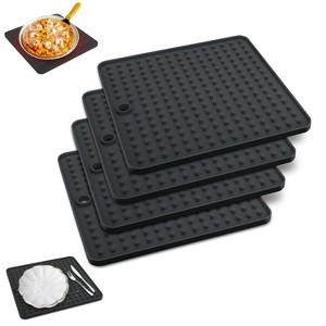 LunaLulinlk 4pcs Silicone Trivet Mats, Heat-Resistant Pot Holders, Non-Slip Dish Drying Mats, Hot Pads 7", Black - 1 of 4