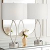 360 Lighting Nickel Oval Eye 28" Power Outlet Table Lamps Set of 2 - 2 of 4