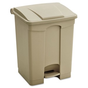 Safco Large Capacity Plastic Step-On Receptacle 17gal Tan 9922TN Step Trash Can - 1 of 3