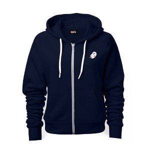 Dalix Ghost Embroidered Zip Hoodie Fleece Long Sleeve Pocket Warm Soft Mens - 1 of 4