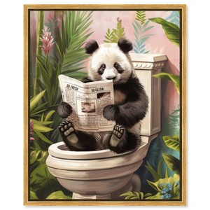 Art Remedy Panda Tropical Bathroom Tropical Bathroom Wall Art Framed - 1 of 4
