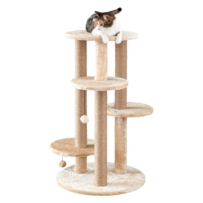 Two by Two Manchester - Beige Scratching Post Cat Furniture - 36.2 in. Tall, 3 of 13