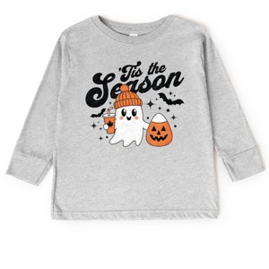 Tis The Season Ghost Retro - Toddler Long Sleeve Graphic Tee and Youth Long Sleeve Graphic T-Shirt - 1 of 3