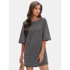 EXLURA Women's 2025 Summer Oversized Short Sleeve T Shirt Dress Casual Crew Neck Striped Tops Loose Sundress with Pockets - 3 of 4