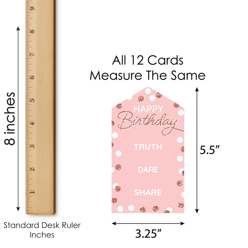 Big Dot of Happiness Pink Rose Gold Birthday - Happy Birthday Party Game Pickle Cards - Truth, Dare, Share Pull Tabs - Set of 12, 5 of 6